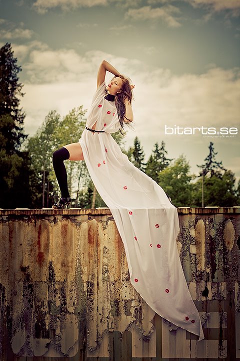 Female model photo shoot of ElleFrostegard Clothing and Tora Flink by Bjorn_Hardestam in Sweden, makeup by Helena Lund