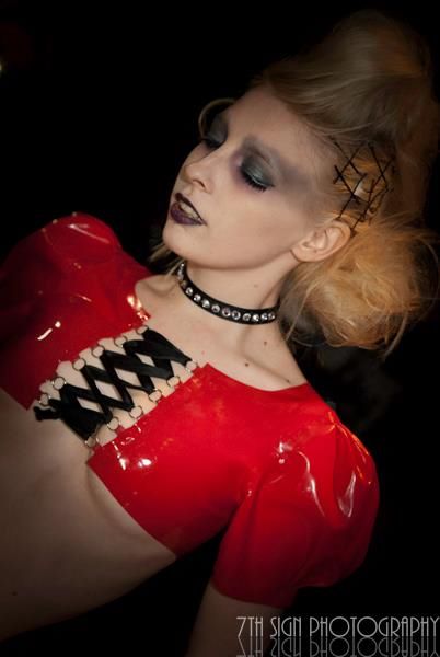 Female model photo shoot of Murder Nurse in Rock & Rolla Fashion Show in NY.