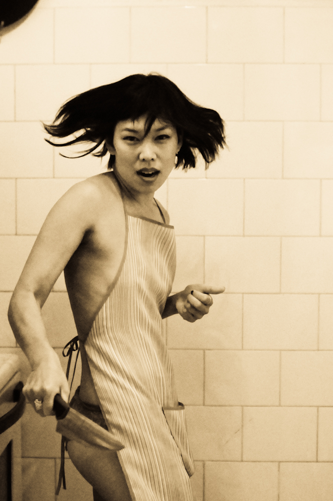 Female model photo shoot of Stella Li by street Photo in a kitchen, Vancouver