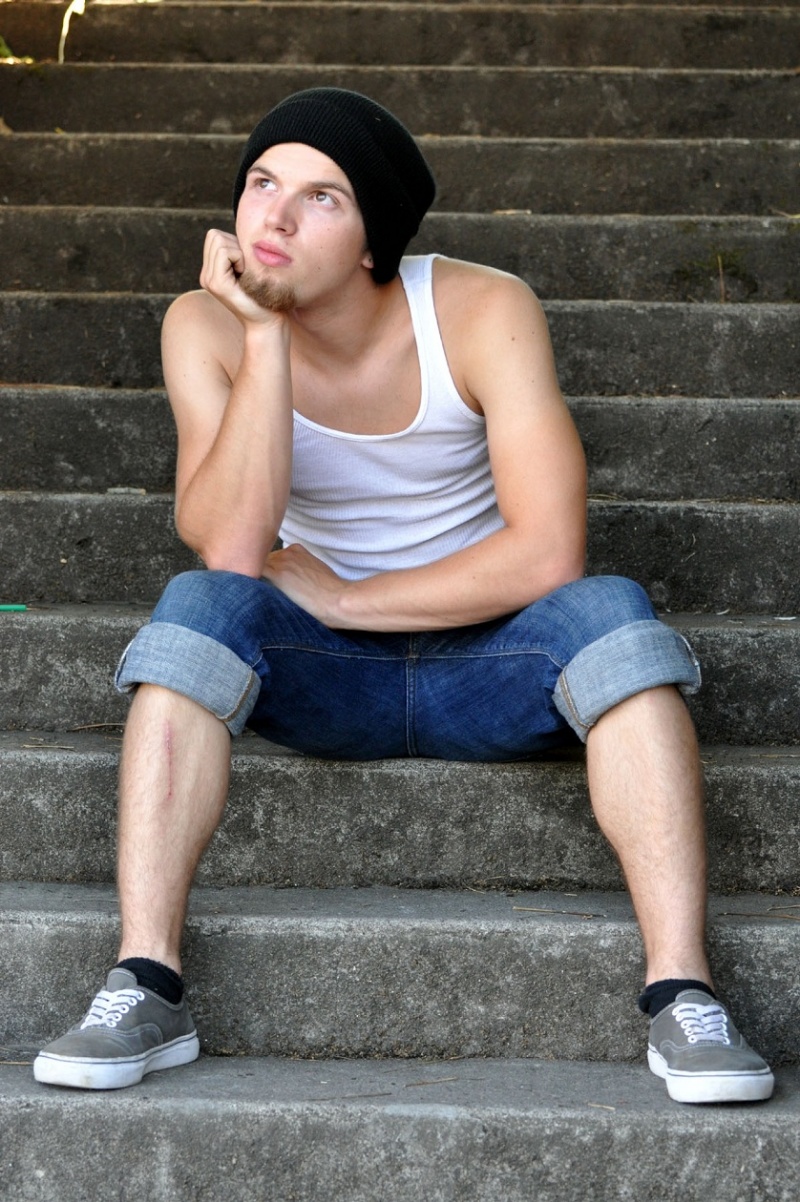 Male model photo shoot of Kylee W by here in Incognito  in Portland OR