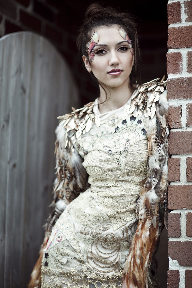 Female model photo shoot of Marie Harder by julia trotti, makeup by Marie Harder, clothing designed by Alicia Designs