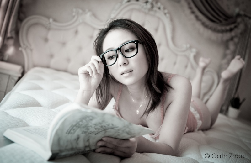 Female model photo shoot of Cath Zhou MUA in China