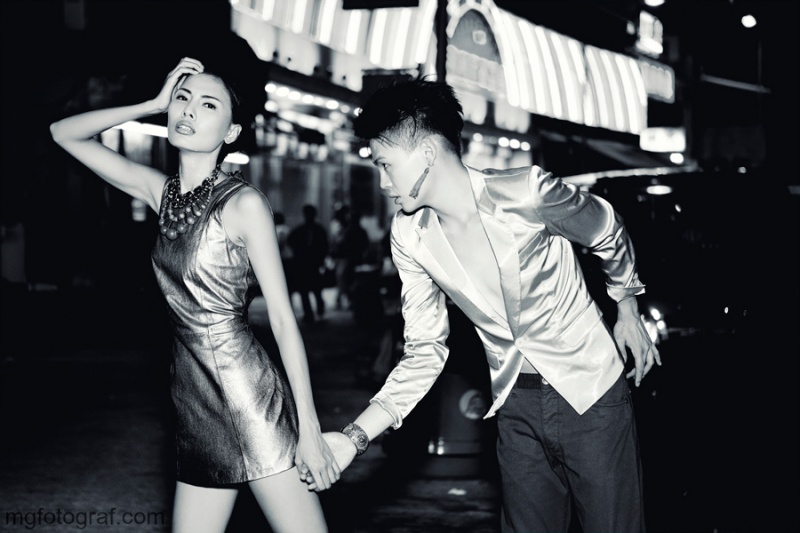Male and Female model photo shoot of Mehmet Genc, Phuong Rouzaire and skwayne in Hong Kong, wardrobe styled by Mildred Lo, makeup by Cherry Make Up
