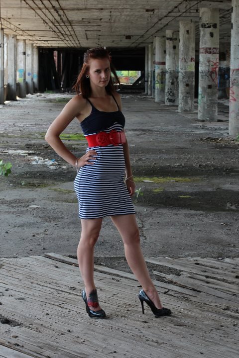Female model photo shoot of Samantha D Parks by TB Images in Packard Plant Detroit