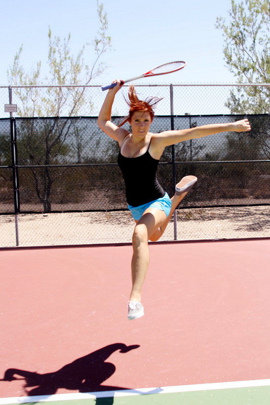 Female model photo shoot of RandeePowell in Tennis courts Queen creek park