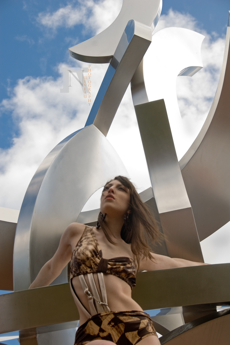 Female model photo shoot of TrenDevian in Augusta, ME, public works sculpture