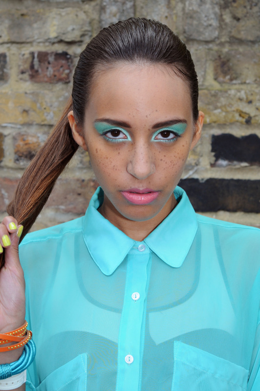 Female model photo shoot of Jo Freeman Makeup  in London