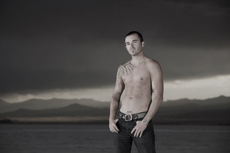 Male model photo shoot of Rich Rushton in Bonneville salt flats Utah