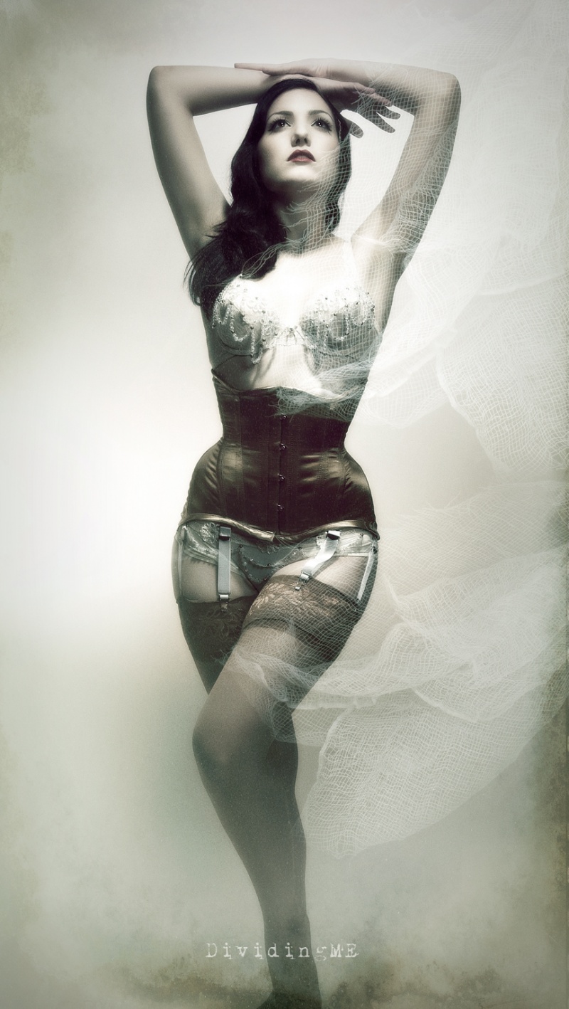 Female model photo shoot of Meschantes Couture and Porcelain by DividingME
