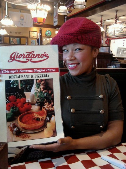 Female model photo shoot of Bee Wise in giordano's pizza