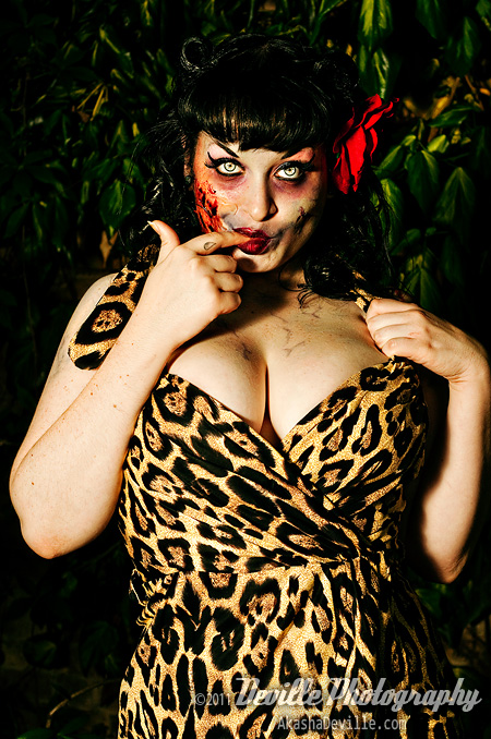 Female model photo shoot of Deville Photography in Hell, makeup by SFX by Akasha Deville