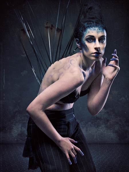 Female model photo shoot of Ruby Jewel by Julian M Kilsby in Birmingham, makeup by Neil Hughes Body Art
