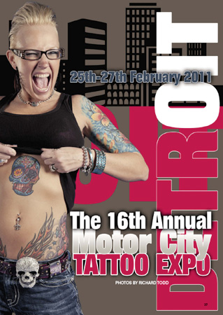 Female model photo shoot of Tattooed trendy in Detroit Tattoo Convention