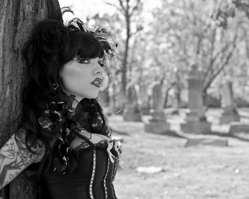 Male and Female model photo shoot of Sinister metal and Ginger Zero in Grave yard