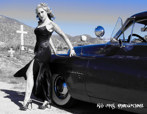 Male and Female model photo shoot of ALL CITY PRODUCTIONS and Kaylene Love  in ROUTE 66 ABQ -NM