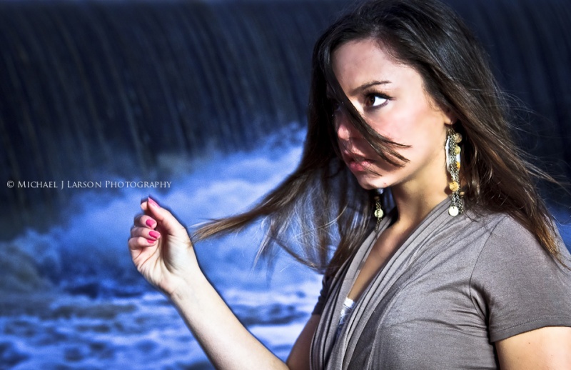 Male and Female model photo shoot of MJLPhotography and Nicoletta in The Blue Waterfall