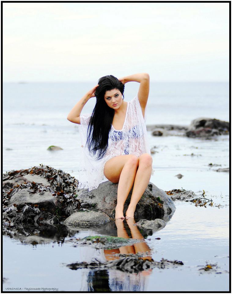 Female model photo shoot of Veronica Barry Official in Rossnowlagh beach, Co Donegal, Ireland.
