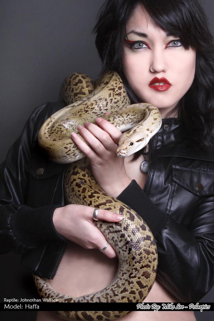 Female model photo shoot of Haffa by POLARPICS in (Snake provided by Johnothan Wallace for Sin City Dragons)