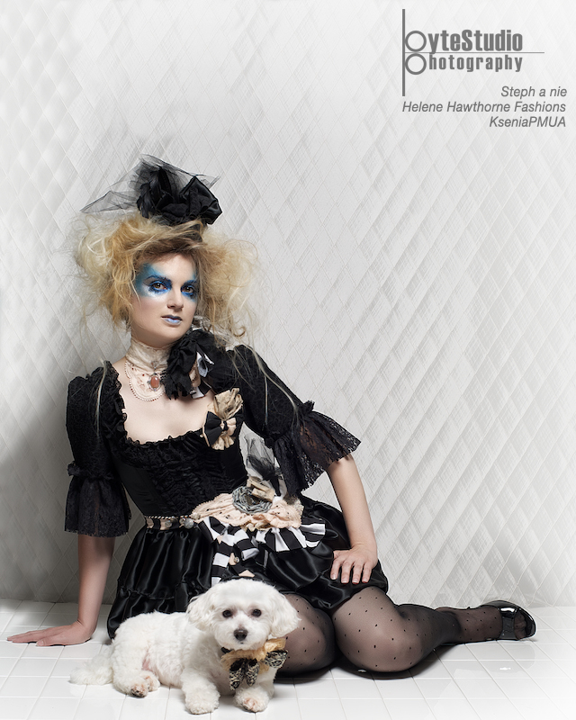 Female model photo shoot of Steph a nie by ByteStudio, clothing designed by Helene Hawthorne