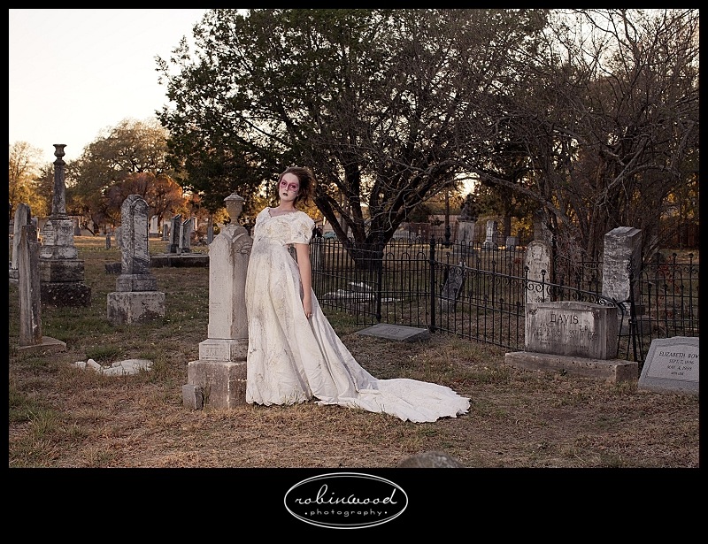 Female model photo shoot of BrennaElizabeth by RobinwoodPhoto in Historic Round Rock Cemetery.