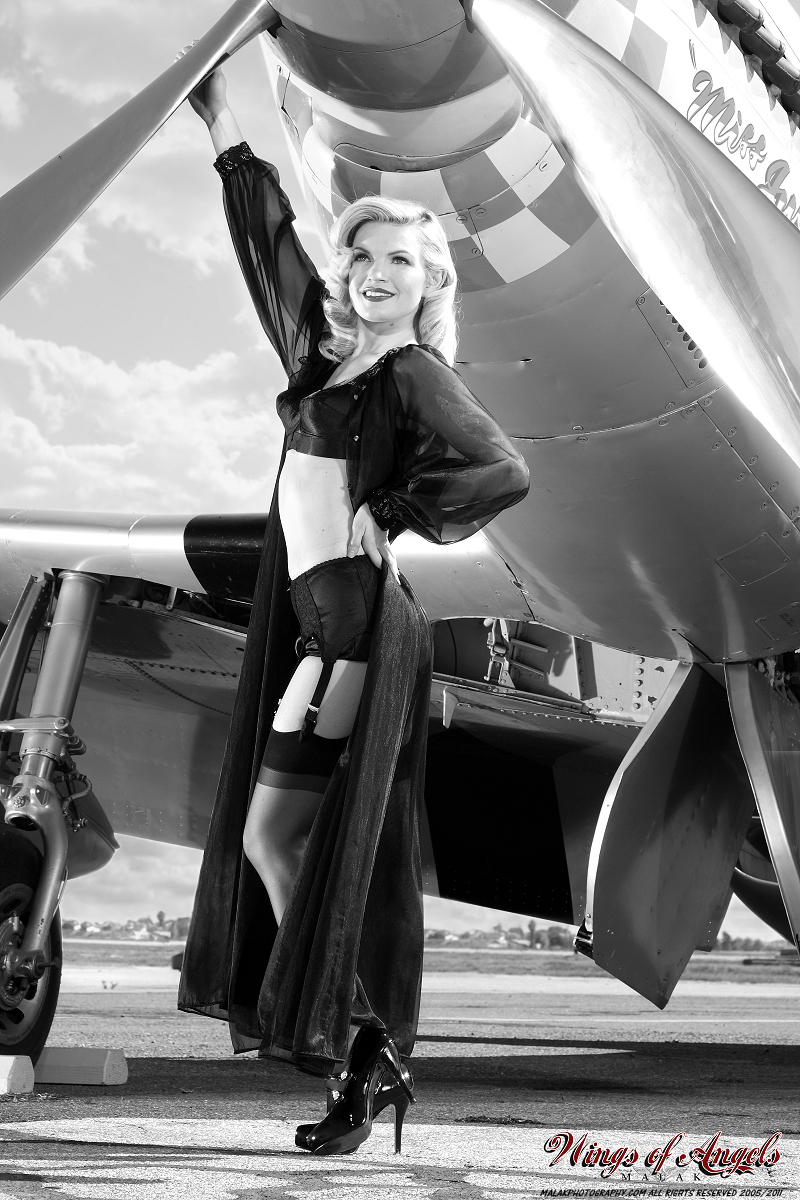 Female model photo shoot of Alexa Rajcova by M A L A K in Yanks Air Museum & P-51 Mustang
