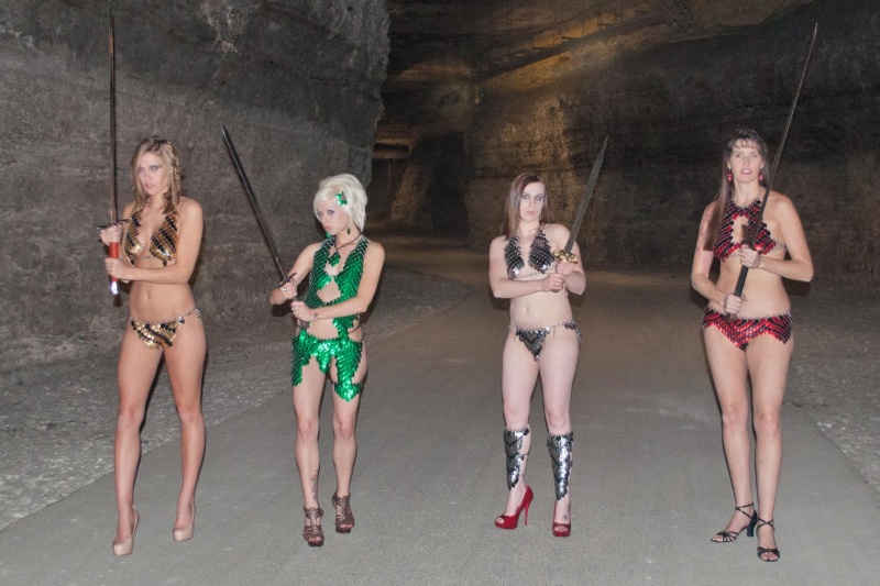 Male and Female model photo shoot of The-Armorer and Melissa_Ann-Marie in the caves
