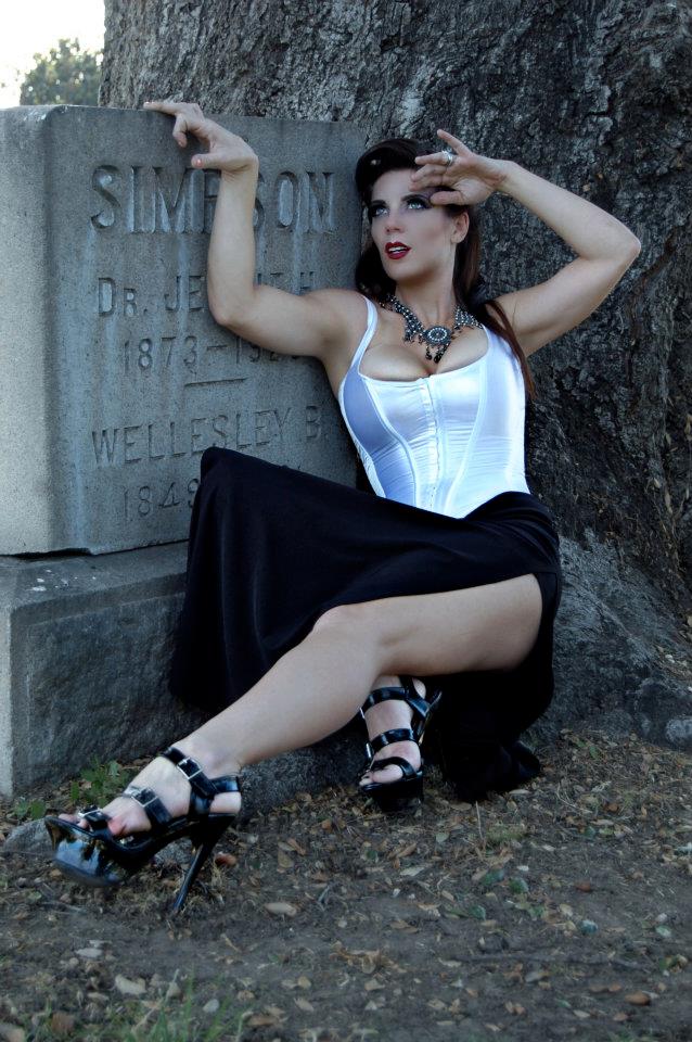 Female model photo shoot of Givemkell in San Bernardino Cemetery