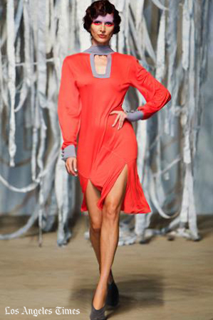 Female model photo shoot of Irina Malik in LA Fashion Week, clothing designed by NUVULA
