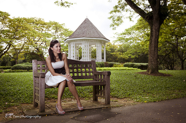 Female model photo shoot of YL Tan and Apple N in Singapore Botanic Gardens