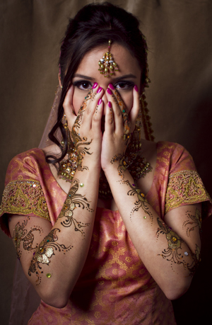 Female model photo shoot of Henna Rung by Asha and Sona G by Underdog Production, makeup by MDB - Maison De Beaute