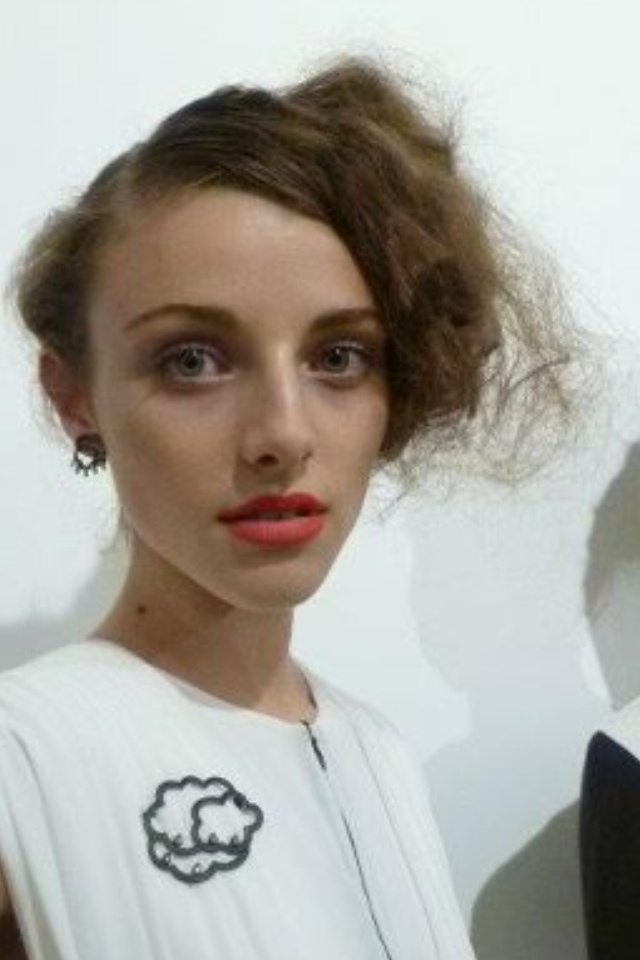 Female model photo shoot of Daisy H-D Makeup in London Fashion Week S/S12