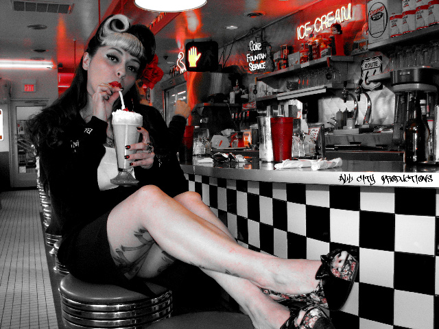 Male and Female model photo shoot of ALL CITY PRODUCTIONS and LiL LuLu in ABQ - ROUTE 66 DINER