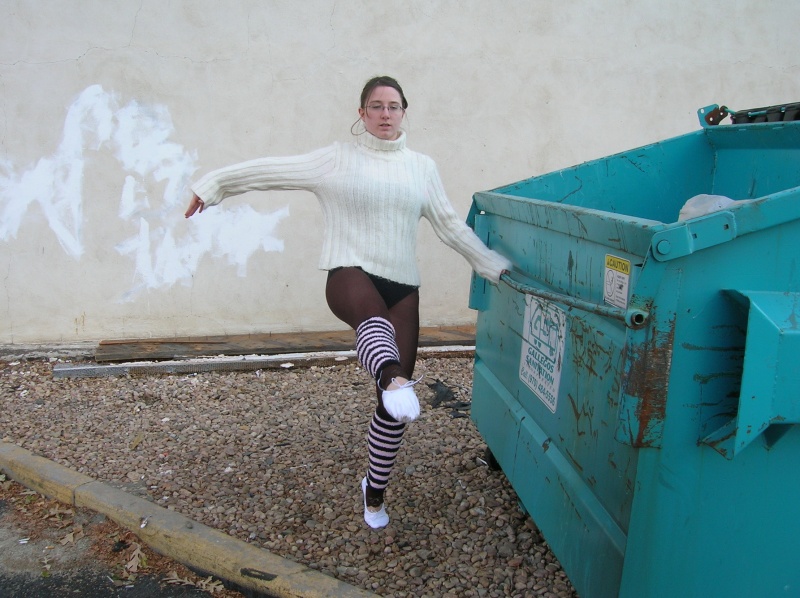 Male and Female model photo shoot of nYghtHawk Photography  and Nicohle Christopherson in On the practice bar/dumpster