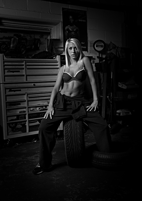 Male and Female model photo shoot of t wordley and The Rose in Garage in Kent