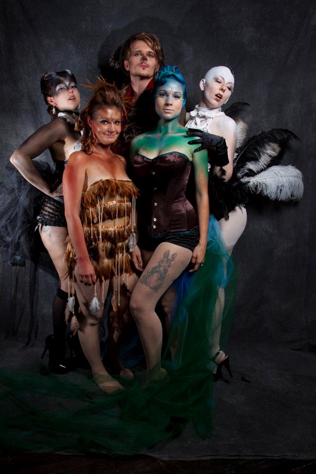 Female model photo shoot of Brii-Anne Rose, Isis Noir , Velveteen Habit and Lizbit in The Fall Tattooing & Artists' Gallery