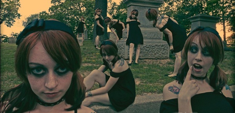 Female model photo shoot of Adalae Atrocious in Cemetery in Pontiac