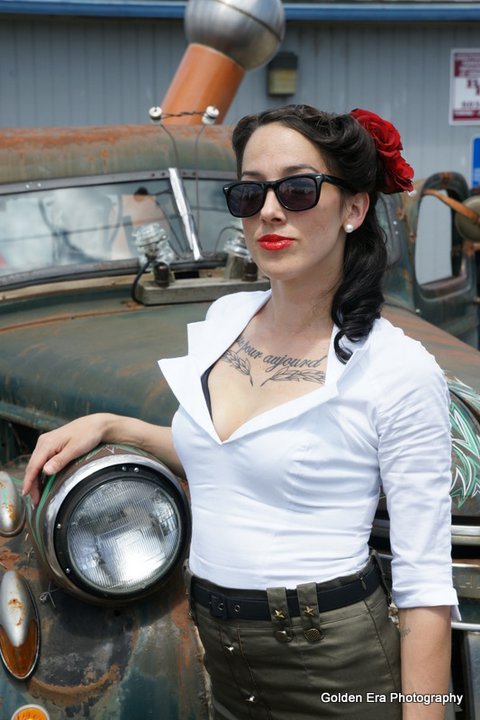 Female model photo shoot of Louis Janie in rockabilly round up