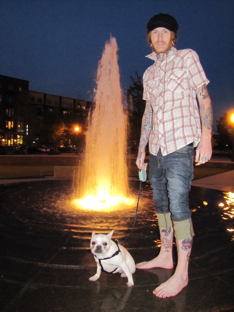 Male model photo shoot of Deuce Sharbonda in fountain @ city hall