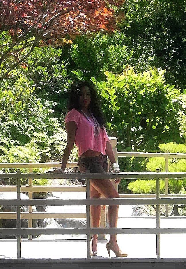 Female model photo shoot of Porche Teira in Japanese Garden
