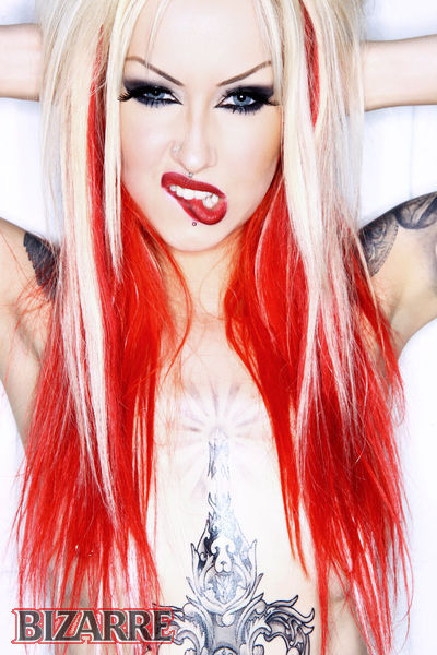 Female model photo shoot of Shelly dInferno in London, published by Bizarre Magazine