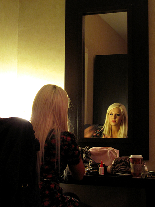Female model photo shoot of LonelyHeartsClub in New York, Hotel.