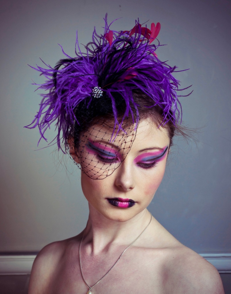 Female model photo shoot of Head Full of Feathers, makeup by LillyB Fashion Designer
