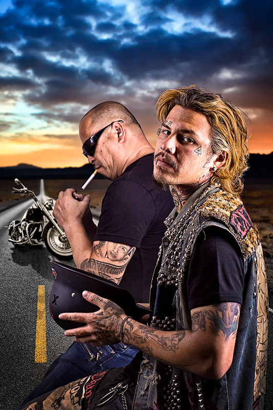 Male model photo shoot of Paul Stevens Photos and Vyle Kyle in On a dark desert highway,  Cool wind in our hair.