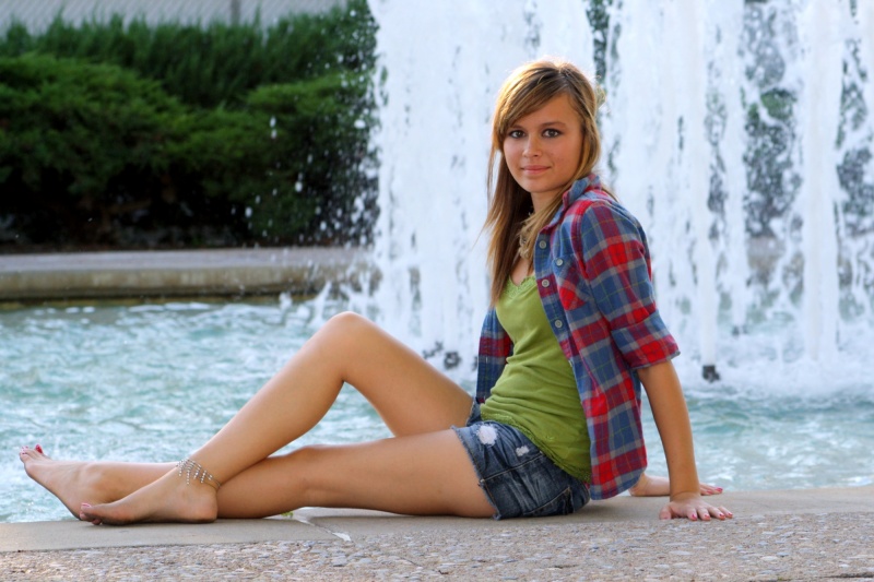 Female model photo shoot of Alyssa Archuleta in Centennial Mall Fountains