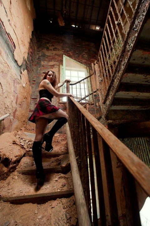 Female model photo shoot of PrettyInInk in Abandoned Insane Asylum