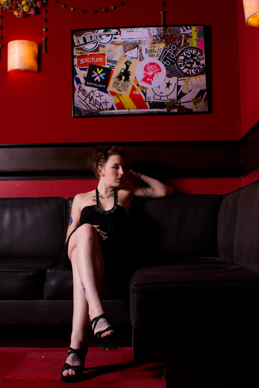Female model photo shoot of stiiina ann in laugh lounge NYC