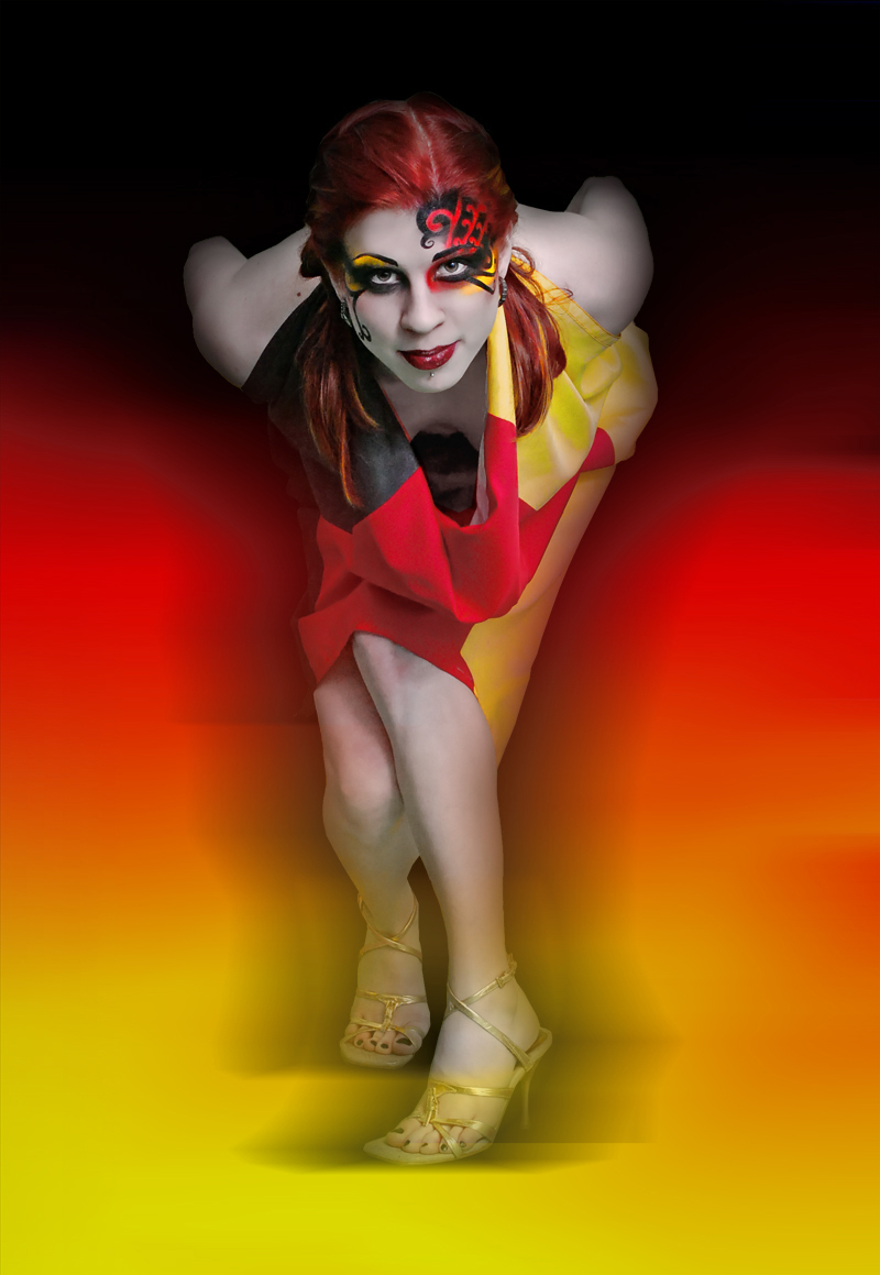 Female model photo shoot of ebbfauna by AMO PHOTOGRAPHY, hair styled by Jen milden, body painted by Urbanheart