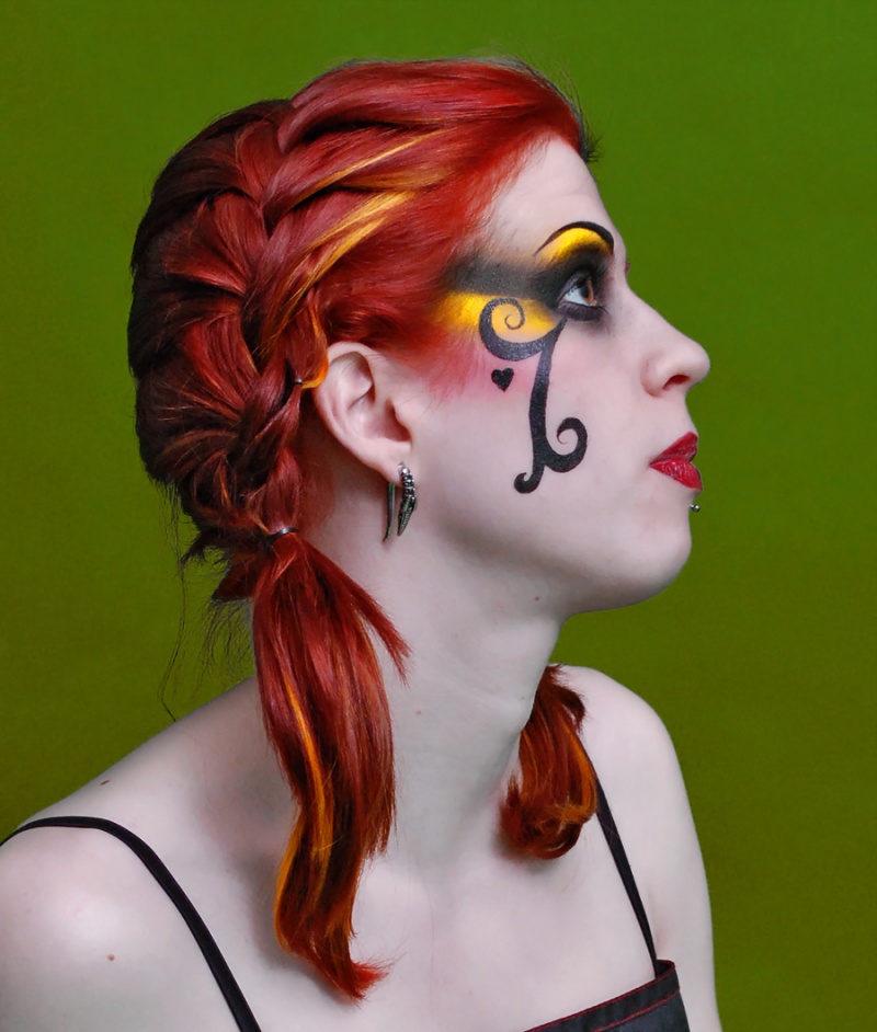 Female model photo shoot of ebbfauna by AMO PHOTOGRAPHY, hair styled by Jen milden, body painted by Urbanheart