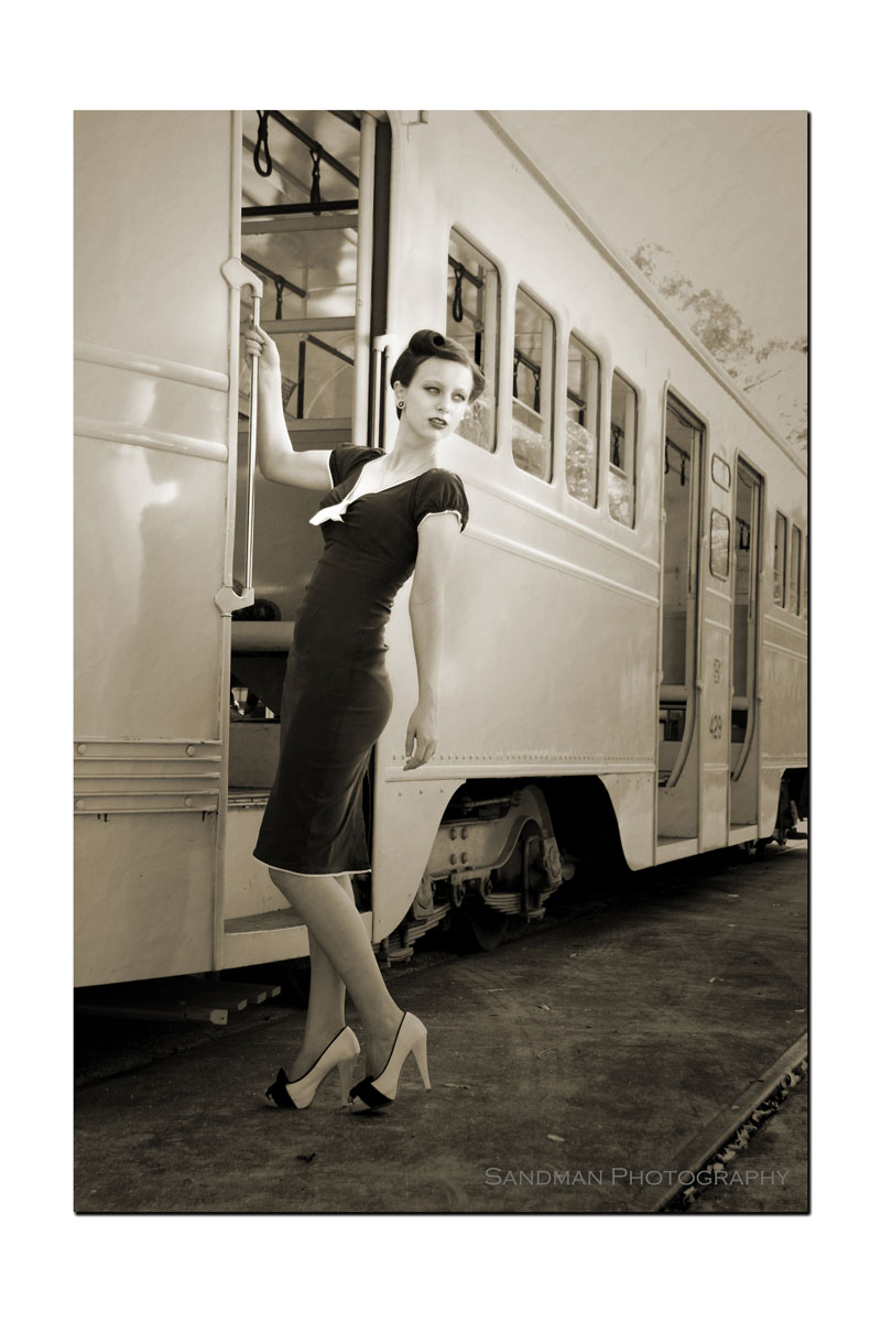 Female model photo shoot of Miss Jones xo in Tramway Museum