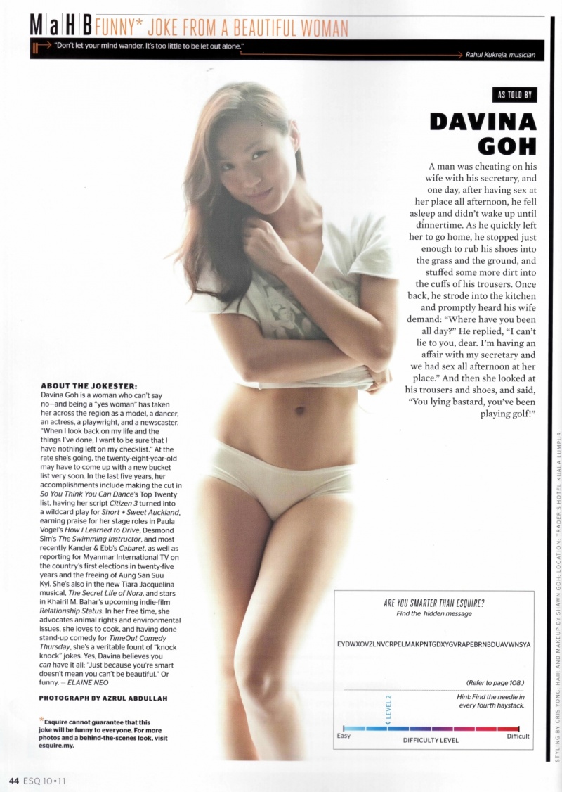 Female model photo shoot of Davina Goh